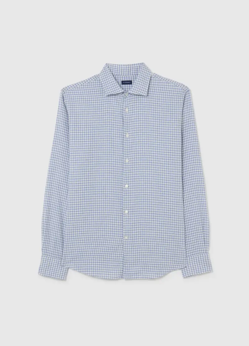 Camicia In Misto Cotone Azzurra Regular Fit, Uomo, Multicolor