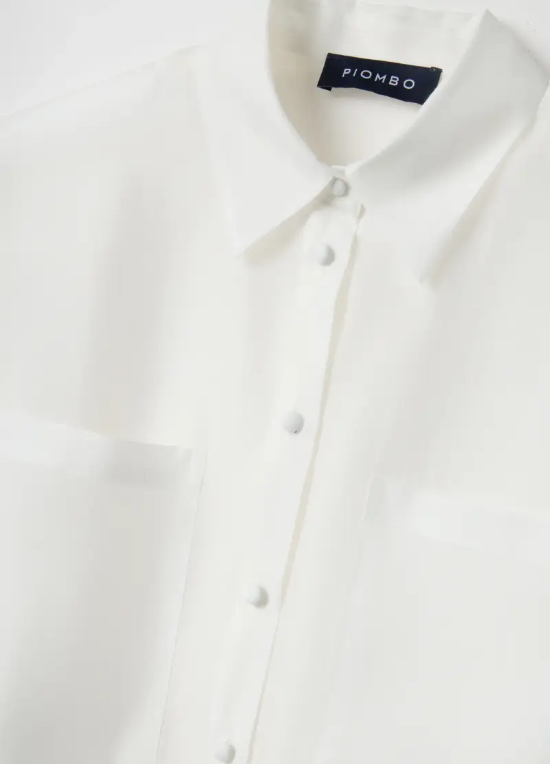, Camicia In Misto Lyocell Bianca Oversize Fit, Donna, Bianco miniatura 2
