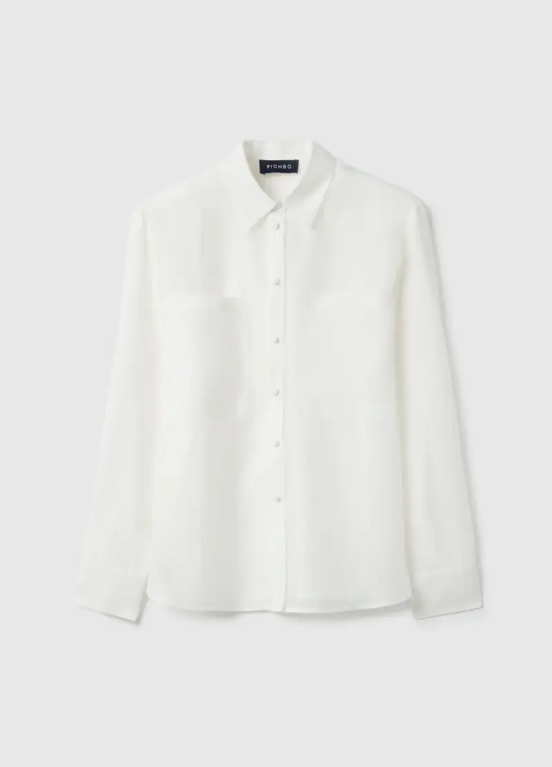 Camicia In Misto Lyocell Bianca Oversize Fit, Donna, Bianco