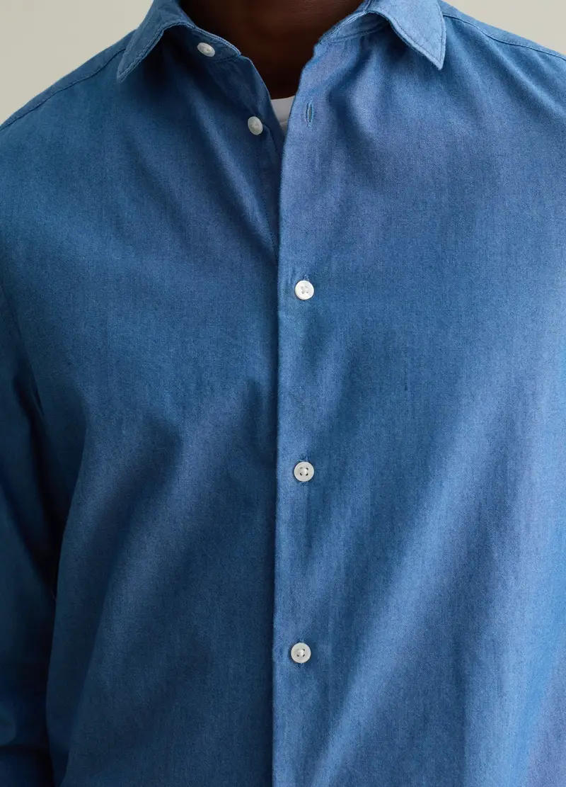 Camicia Regular Fit In Denim Chambray, Uomo, Denim miniatura 3