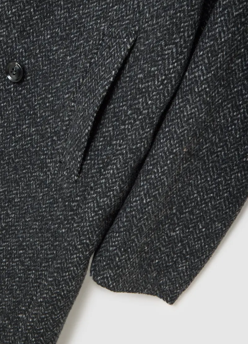 Cappotto Doppiopetto Grigio Con Motivo Spigato Regular Fit, Uomo, Grigio miniatura 2