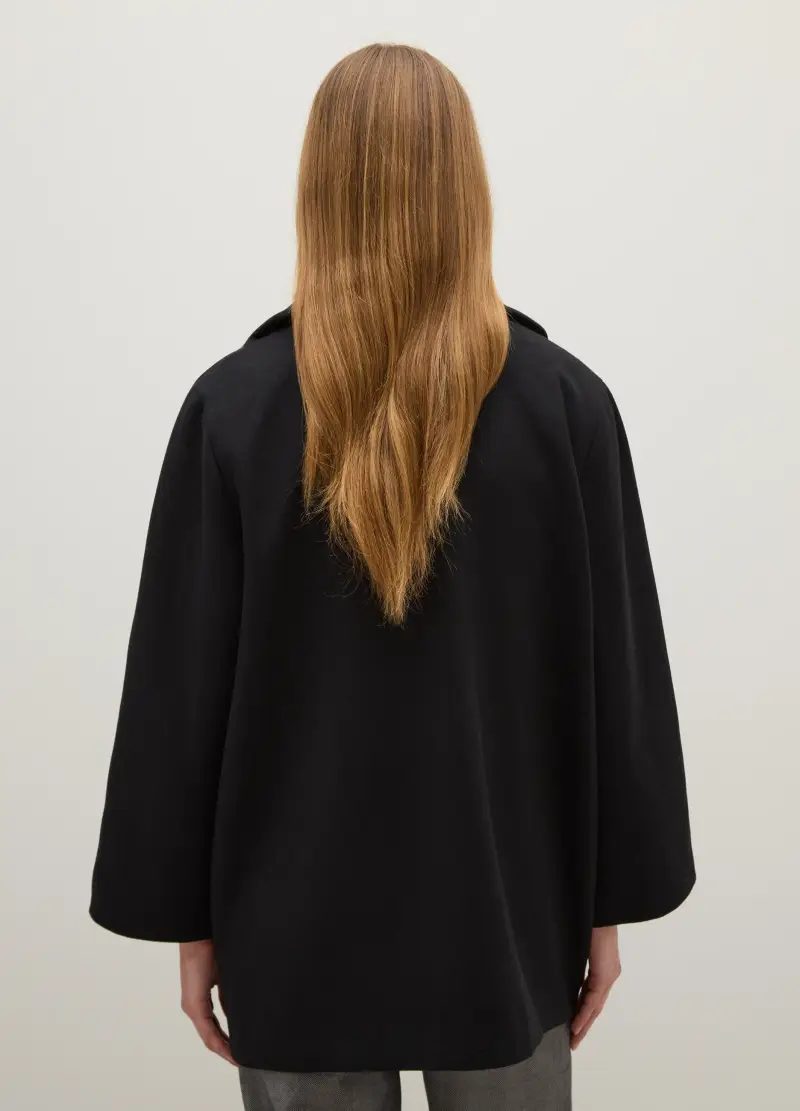 Cappotto Nero Con Vestibilità Over E Bottoni, Donna, Nero miniatura 3