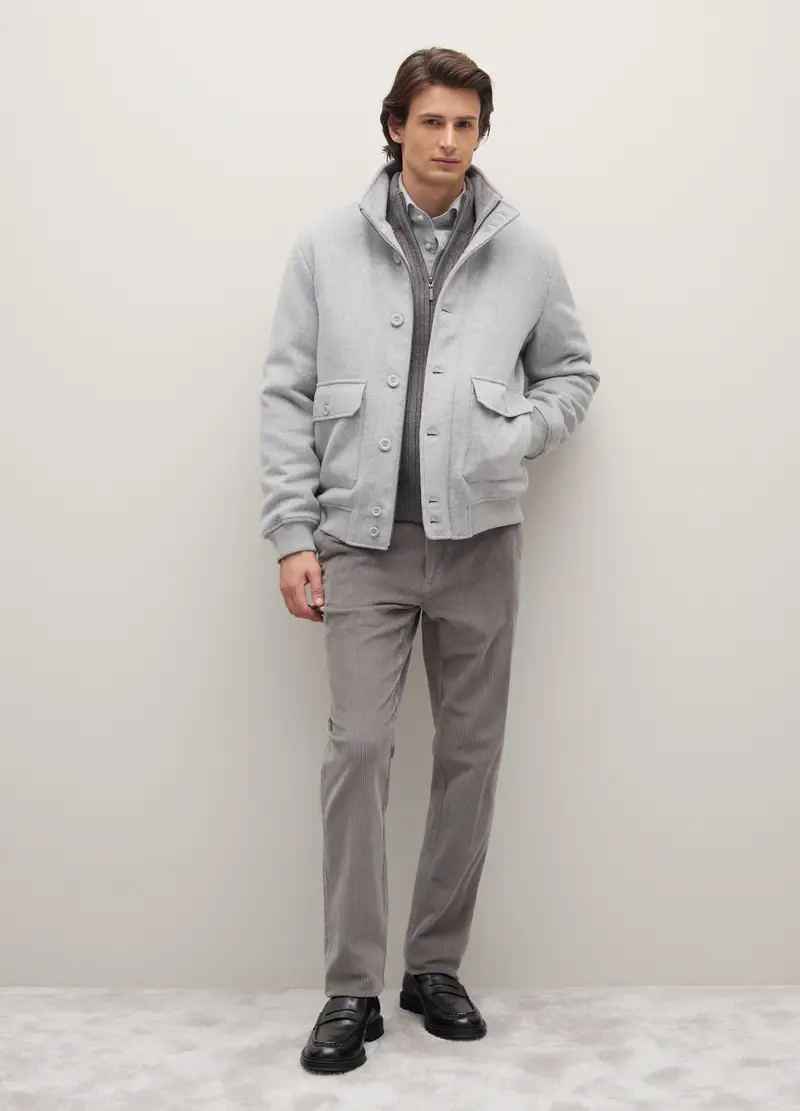 Giacca Imbottita Grigia Regular Fit Con Zip E Bottoni, Uomo, Grigio miniatura 2