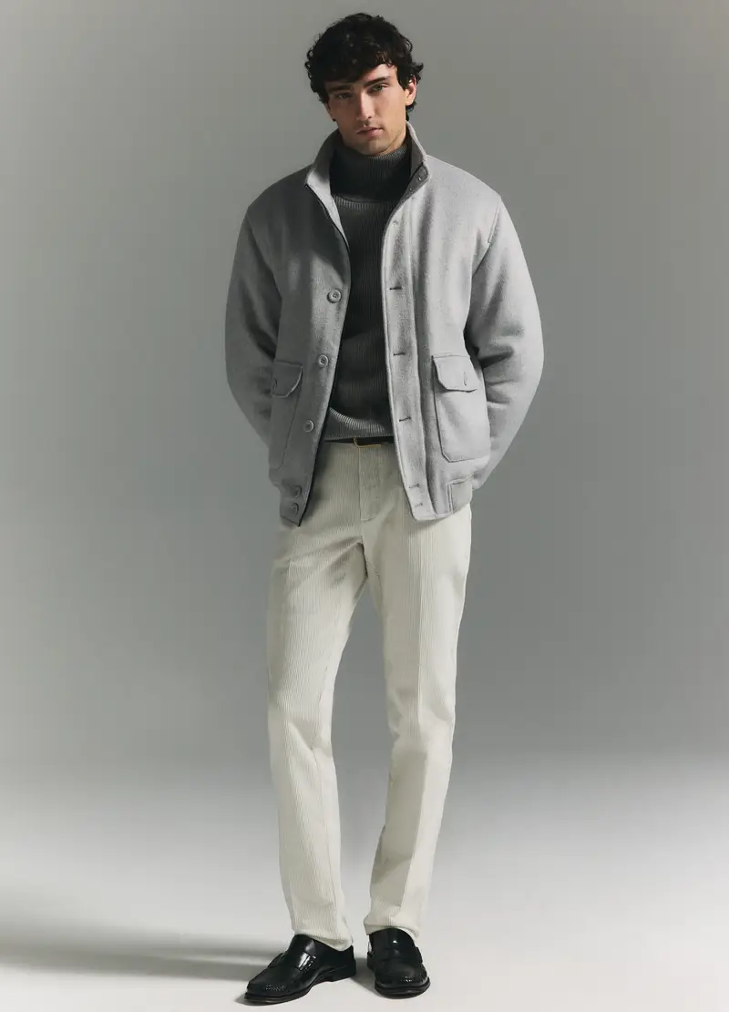 Giacca Imbottita Grigia Regular Fit Con Zip E Bottoni, Uomo, Grigio