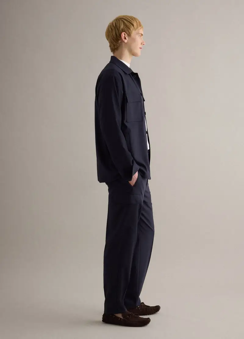 Giacca Leggera Blu Regular Fit Con Bottoni E Taschini Frontali, Uomo, Blu