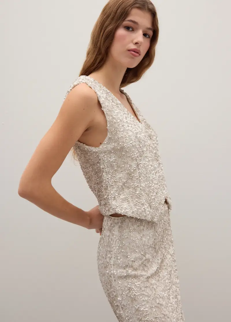 Piombo Contemporary Gilet Donna Beige 3509830