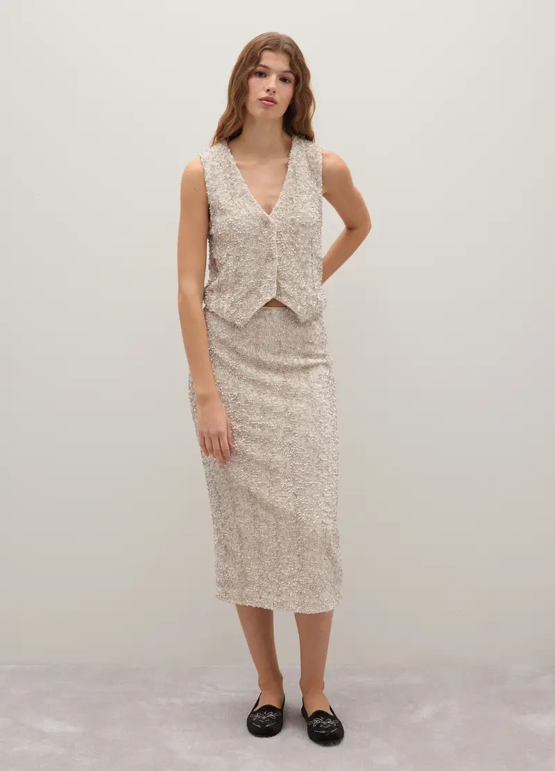 Piombo Contemporary Gilet Donna Beige 4153928 miniatura 3