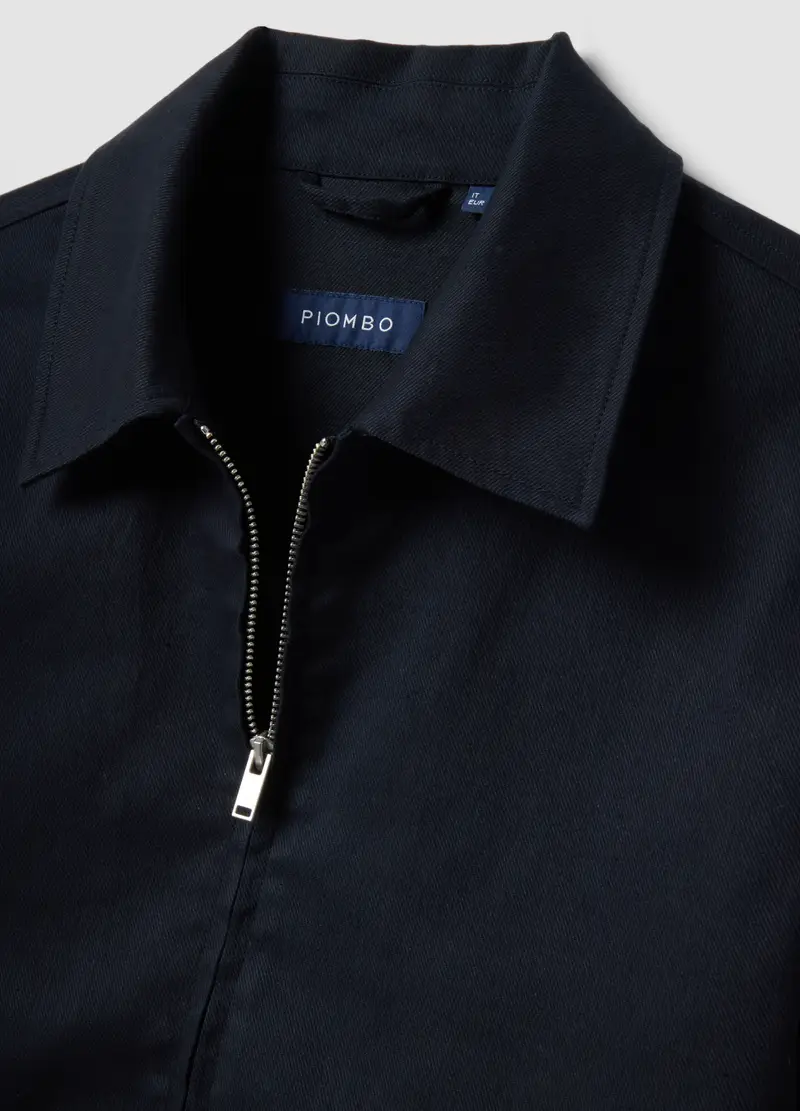 Giubbotto In Misto Cotone E Lino Blu Regular Fit Con Zip, Uomo, Blu miniatura 2