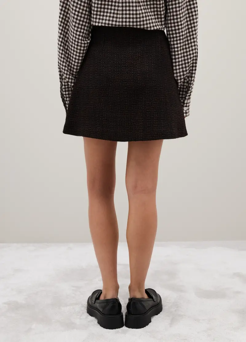 Gonna In Misto Lana Multicolor Regular Fit Con Bottoni Dorati, Donna, Multicolor miniatura 3