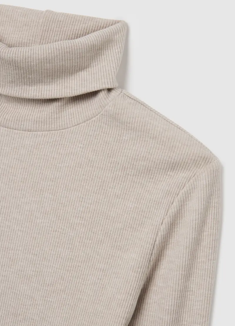 Maglia A Collo Alto Beige Regular Fit, Donna, Beige miniatura 2