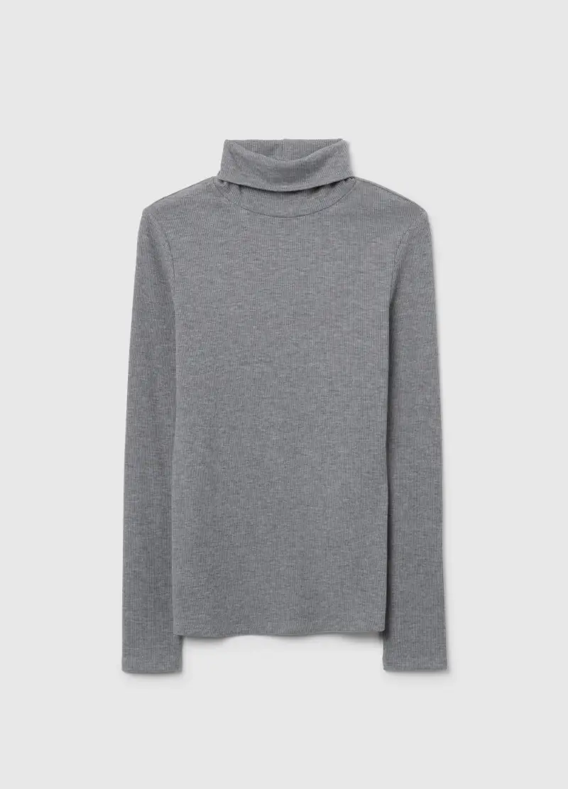 Maglia A Collo Alto Grigia Regular Fit, Donna, Grigio