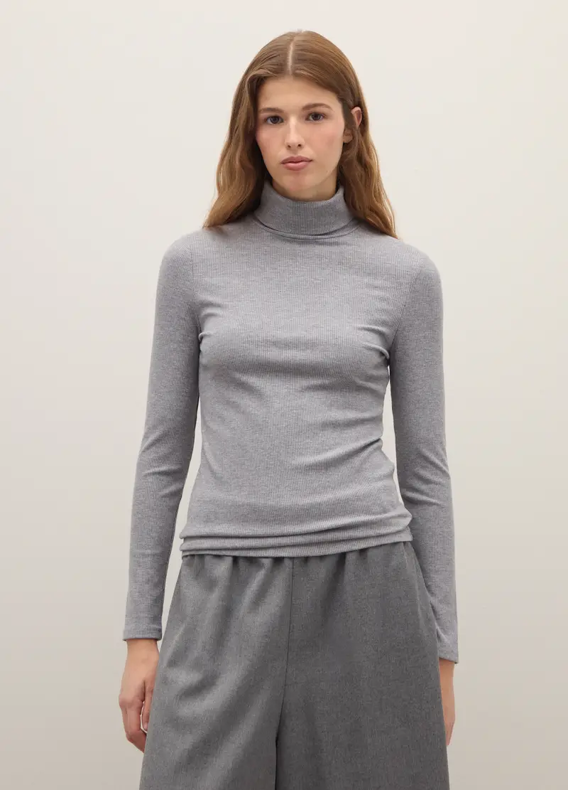 Maglia A Collo Alto Grigia Regular Fit, Donna, Grigio miniatura 3