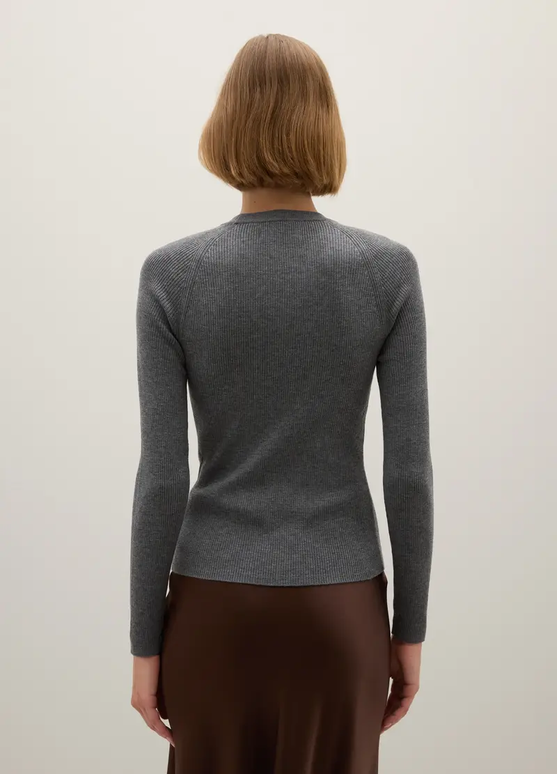 Maglione Grigio Fitted, Donna, Grigio miniatura 3