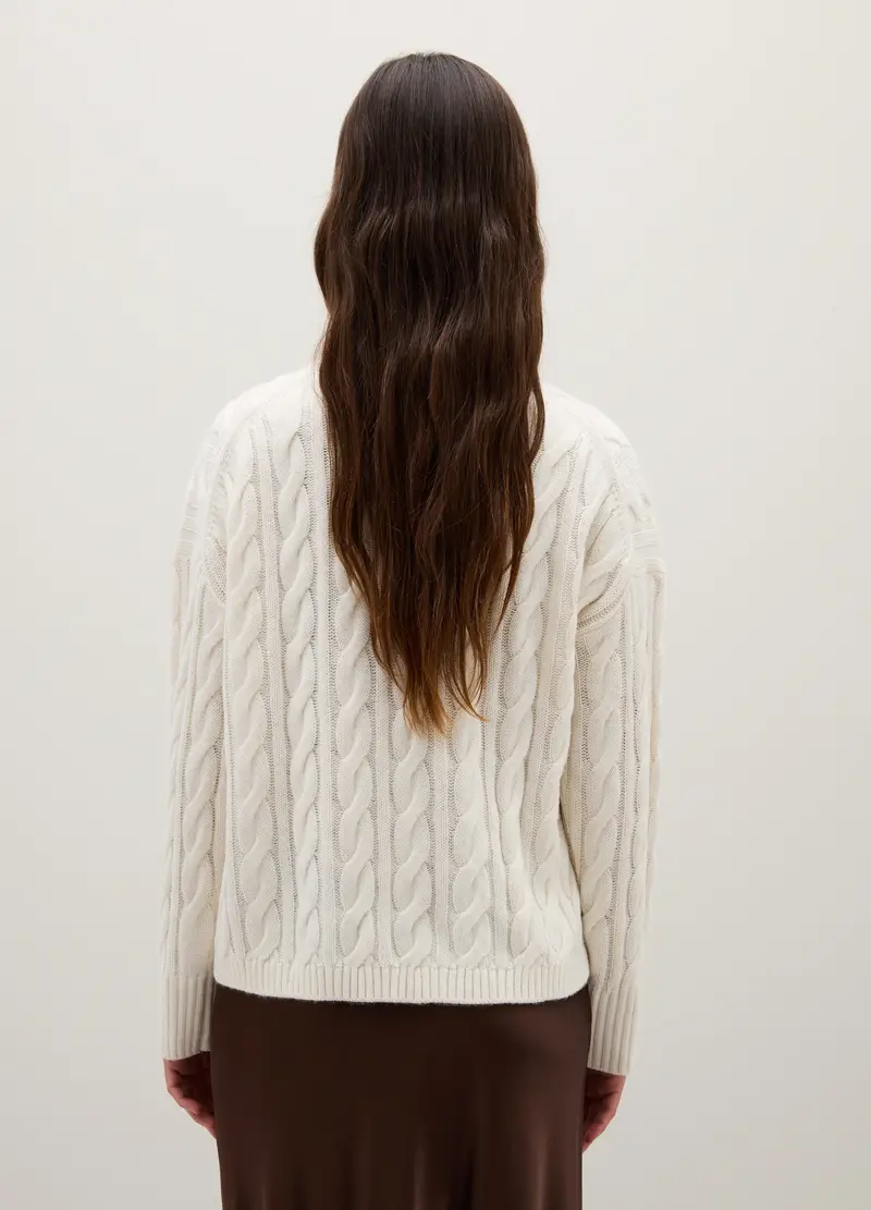 Maglione In Misto Lana Bianco Regular Fit, Donna, Bianco miniatura 3