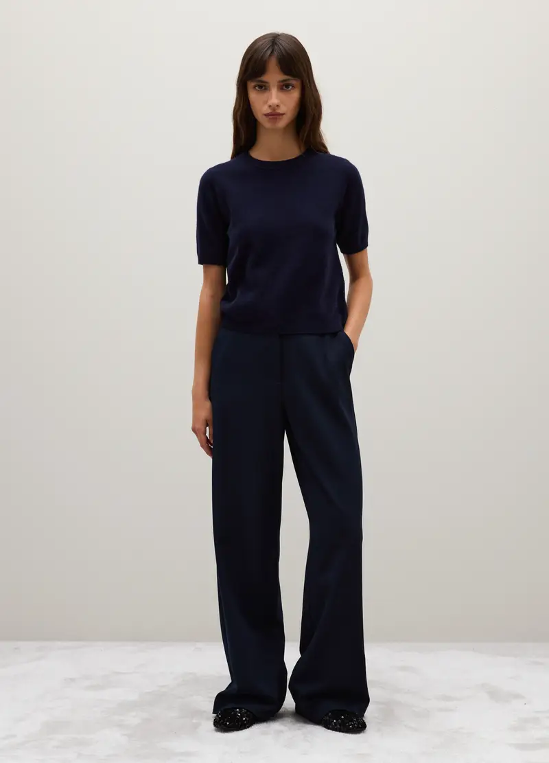 Maglione In Pura Lana Blu Regular Fit, Donna, Blu