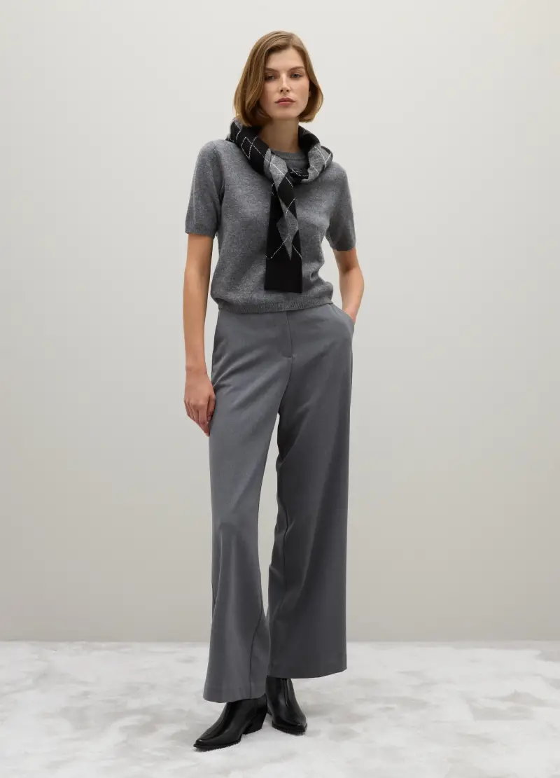 Maglione In Pura Lana Grigio Regular Fit, Donna, Grigio