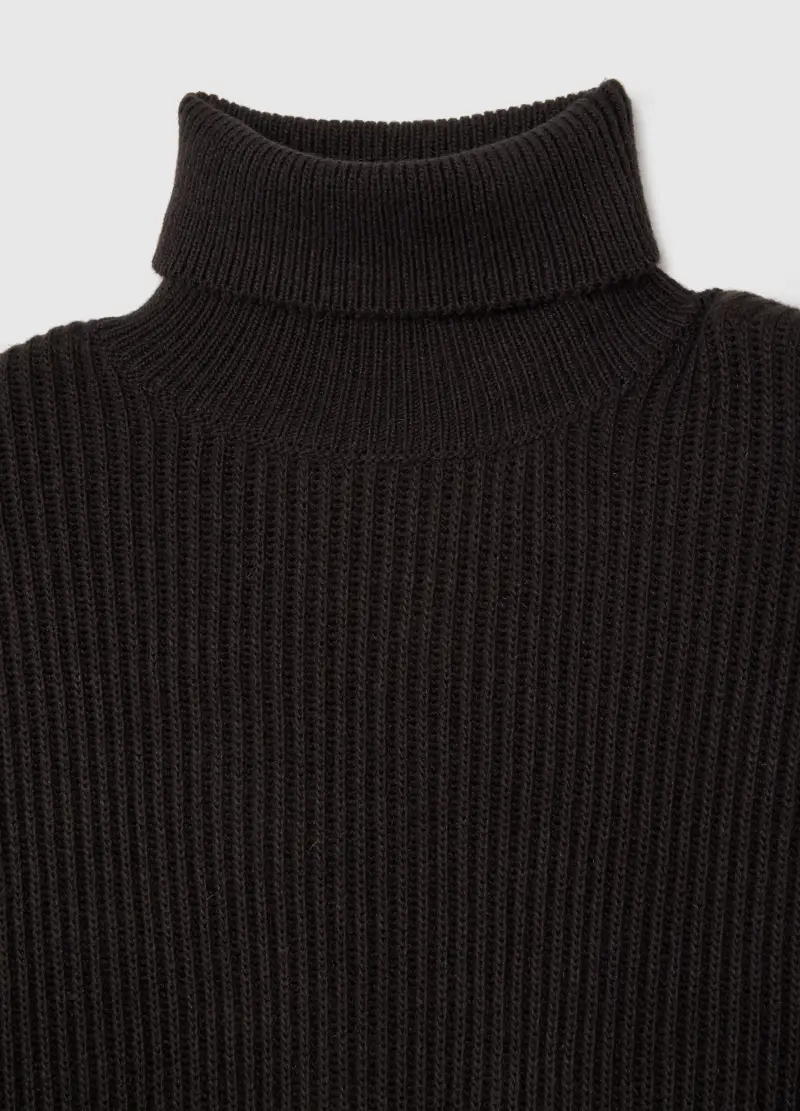 Maglione Nero A Collo Alto In Misto Materiali, Donna, Nero miniatura 2