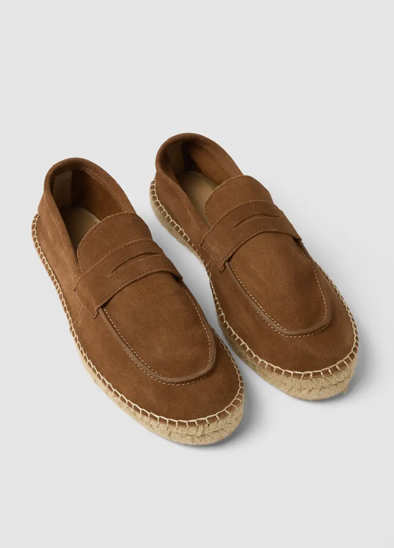 Mocassini In Vera Pelle Marroni Con Suola Intrecciata, Uomo, Marrone miniatura 2