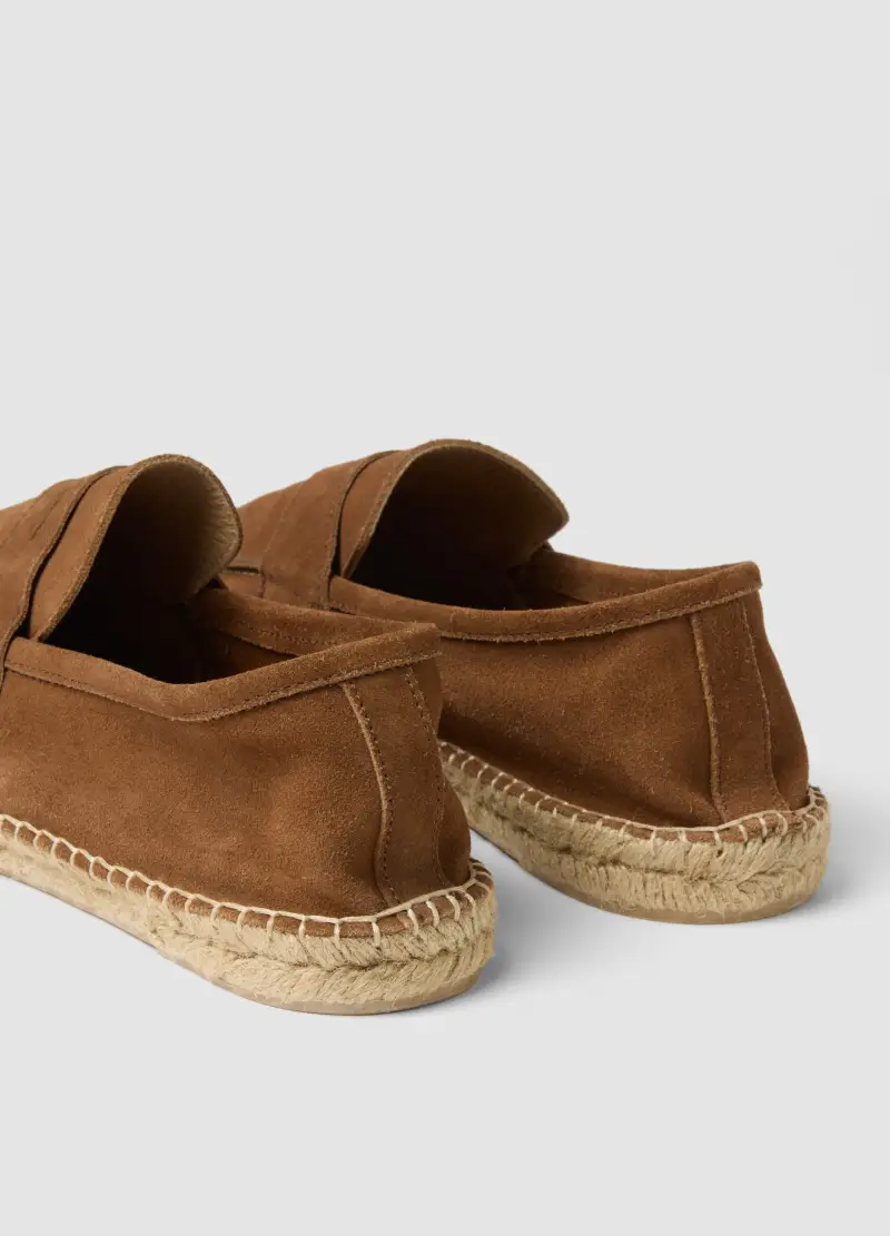 Mocassini In Vera Pelle Marroni Con Suola Intrecciata, Uomo, Marrone miniatura 3