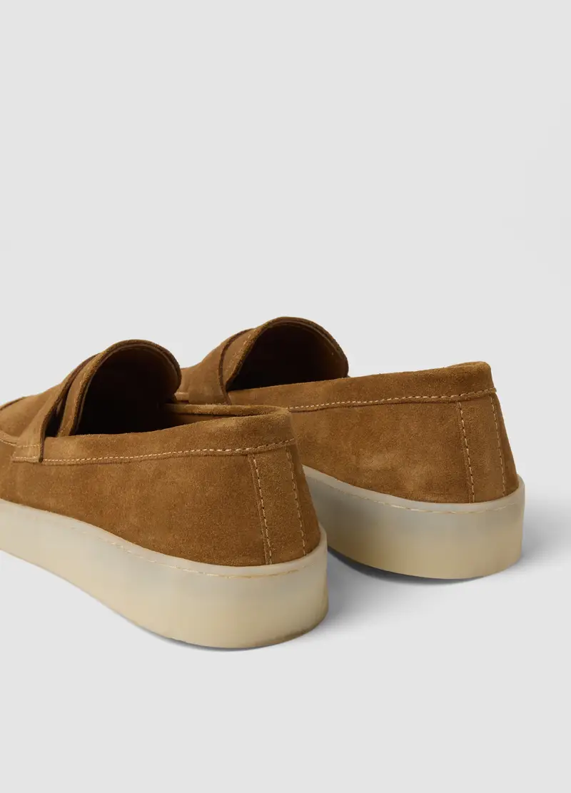 Mocassini In Vera Pelle Marroni Con Suola Robusta, Uomo, Marrone miniatura 3