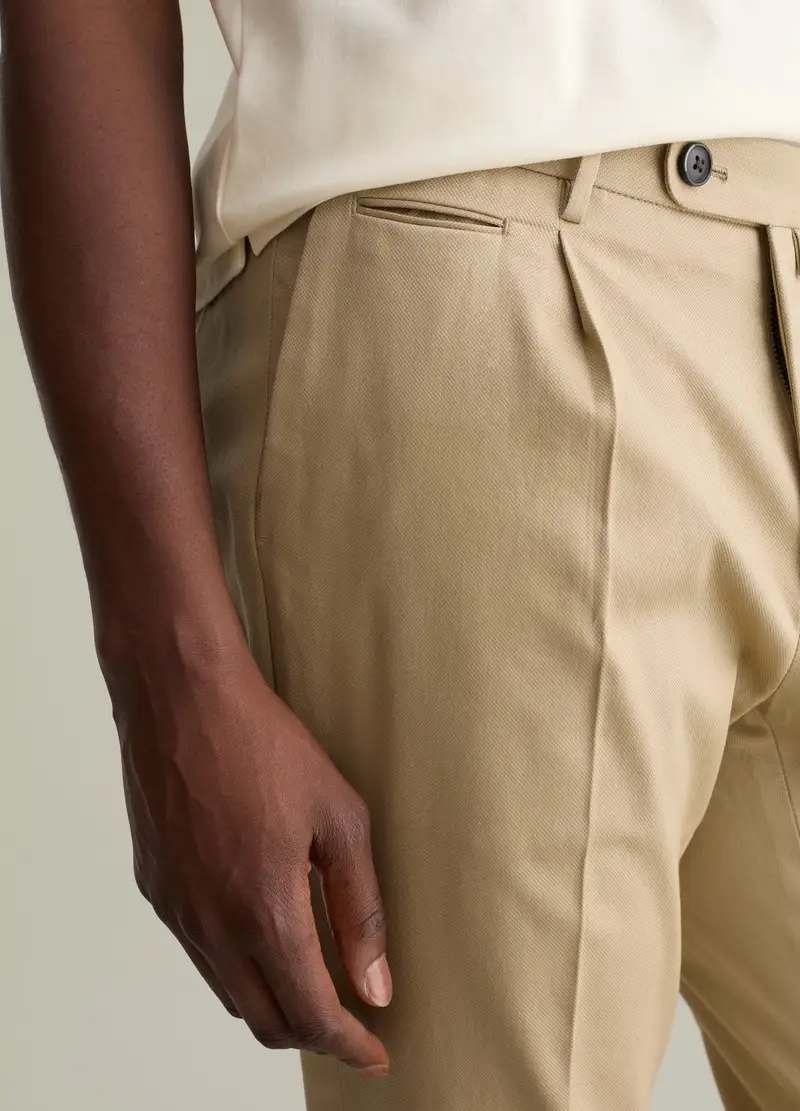 Pantalone Chino Con Pinces Contemporary, Uomo, Beige miniatura 3