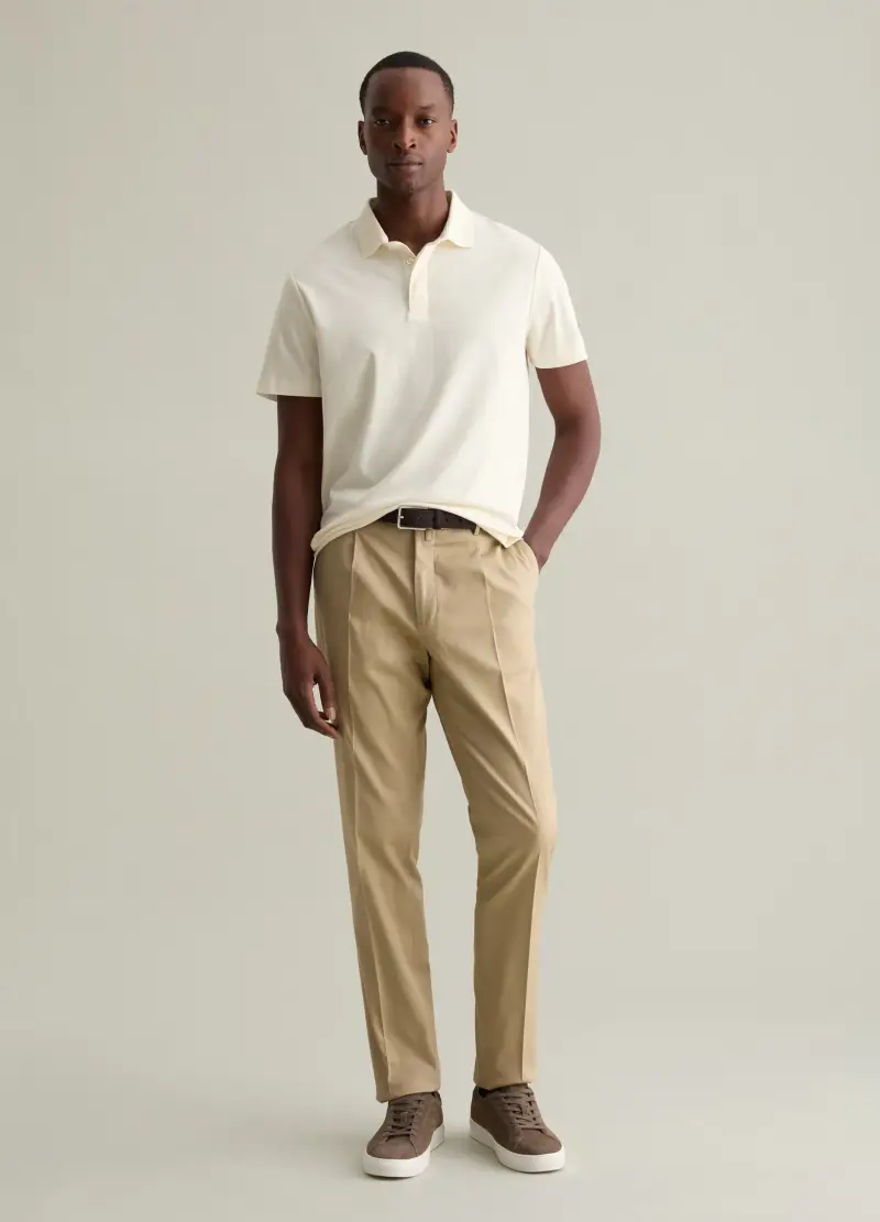 Pantalone Chino Con Pinces Contemporary, Uomo, Beige