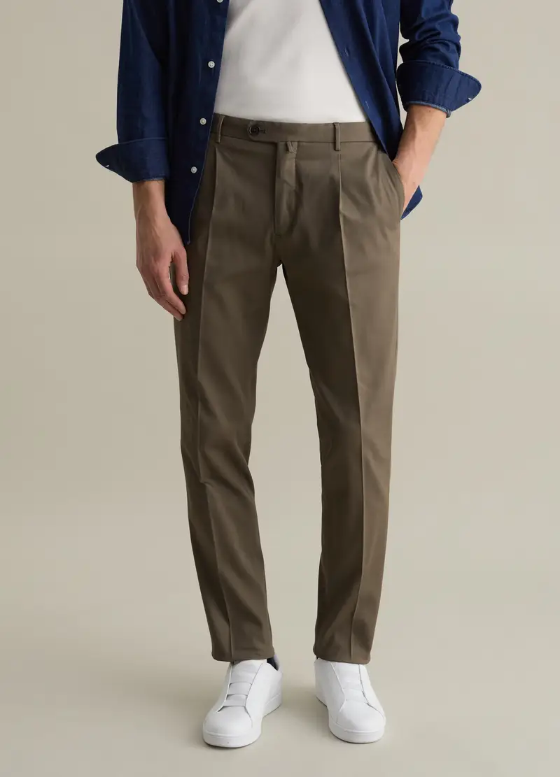 Pantalone Chino Con Pinces Contemporary, Uomo, Marrone miniatura 2