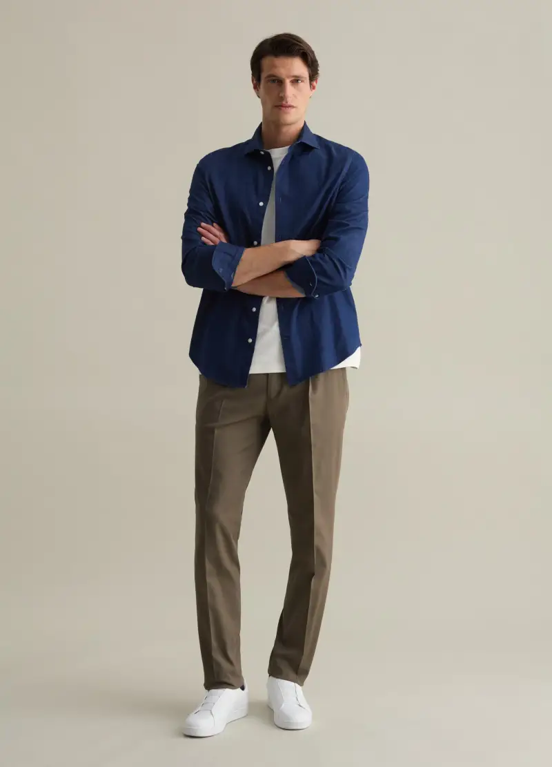 Pantalone Chino Con Pinces Contemporary, Uomo, Marrone