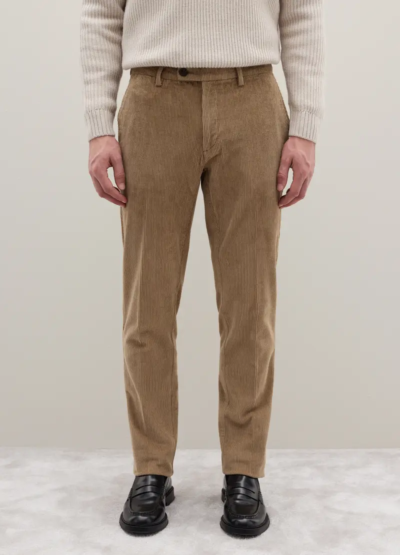 Pantaloni Beige In Velluto A Coste Regular Fit Contemporary, Uomo, Beige miniatura 2