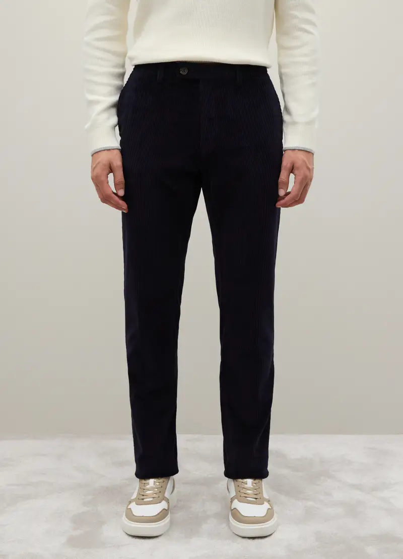 Pantaloni Blu In Velluto A Coste Regular Fit Contemporary, Uomo, Blu miniatura 2