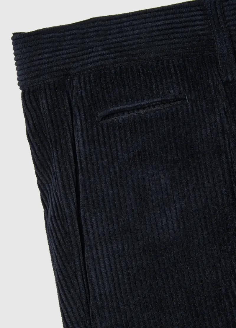 Pantaloni Blu In Velluto Elasticizzato, Uomo, Nero miniatura 2