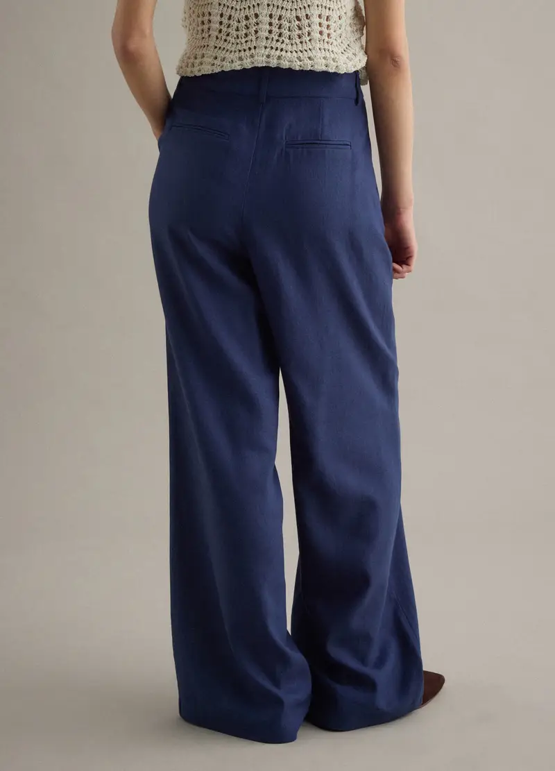 Piombo Contemporary Pantaloni Chino Dritti In Misto Viscosa E Lino Blu Regular Fit, Donna, Blu miniatura 3