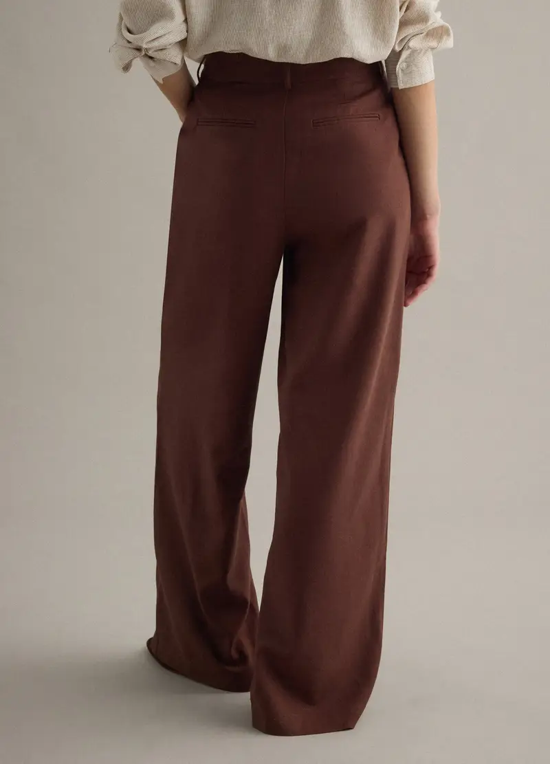 Piombo Contemporary Pantaloni Chino Dritti In Misto Viscosa E Lino Marroni Regular Fit, Donna, Marrone miniatura 3