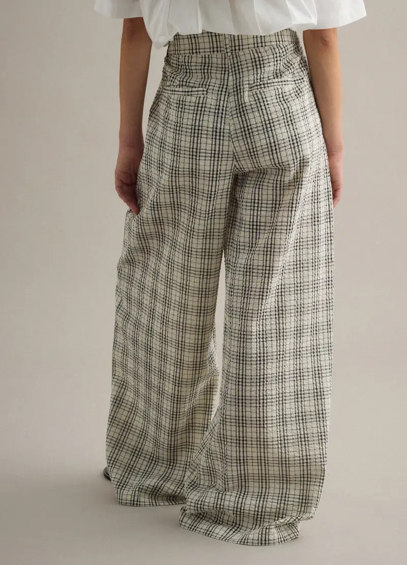 Piombo Contemporary Pantaloni Chino In Puro Cotone A Quadri Multicolor Wide Leg, Donna, Multicolor miniatura 3