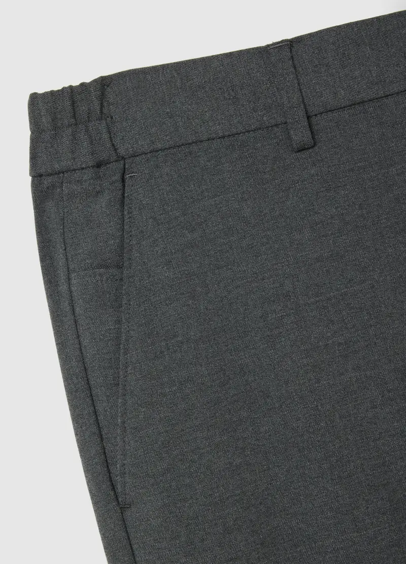 Pantaloni Grigi Regular In Tessuto Elasticizzato, Uomo, Nero miniatura 2