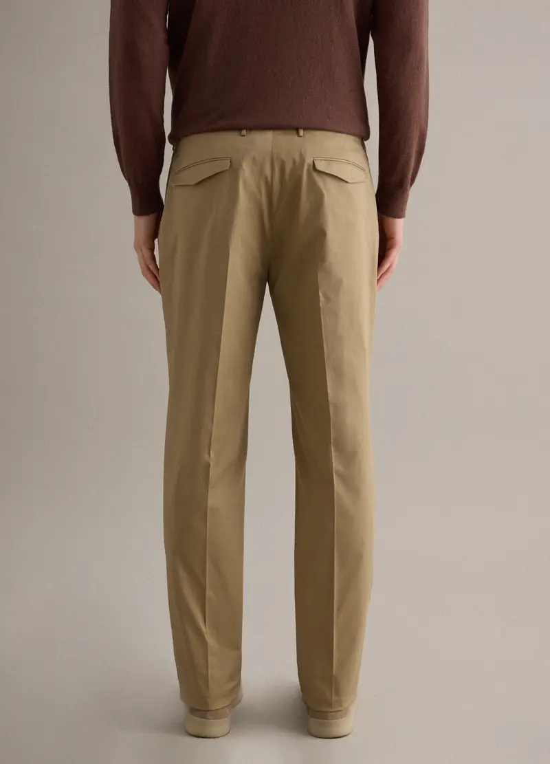 Pantaloni In Cotone Elasticizzato Beige Regular Fit, Uomo, Beige miniatura 3