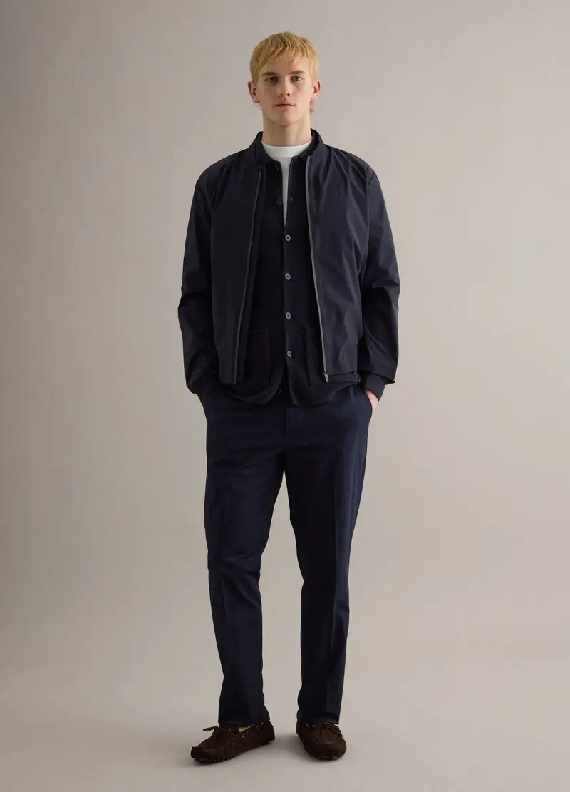 Pantaloni In Cotone Elasticizzato Blu Regular Fit, Uomo, Blu