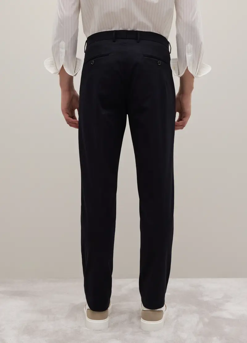 Pantaloni In Cotone Elasticizzato Blu, Uomo, Blu miniatura 3