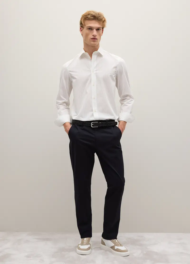 Pantaloni In Cotone Elasticizzato Blu, Uomo, Blu