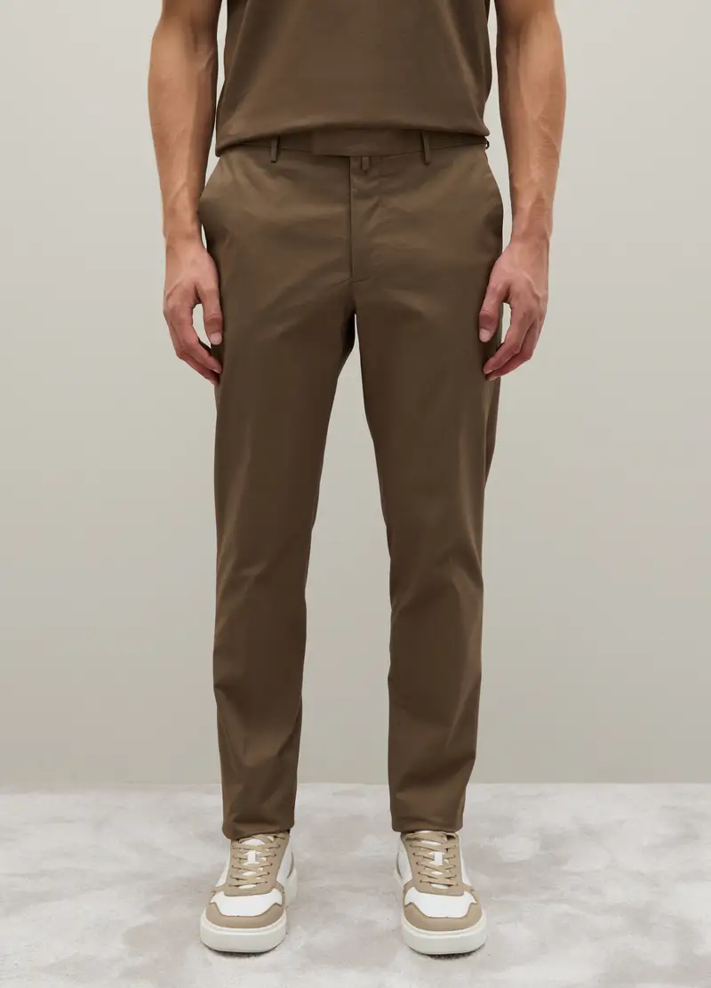 , Pantaloni In Cotone Elasticizzato Marrone Chiaro, Uomo, Marrone miniatura 2