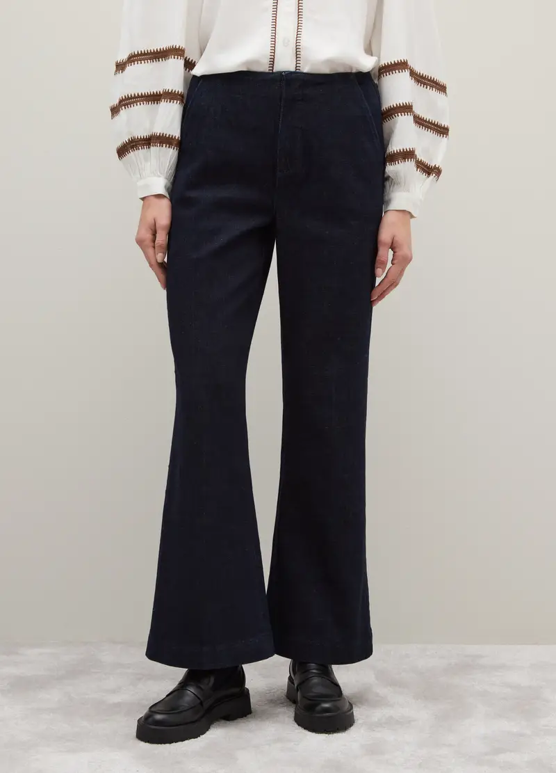 Pantaloni In Denim Blu Regular Fit, Donna, Blu miniatura 2