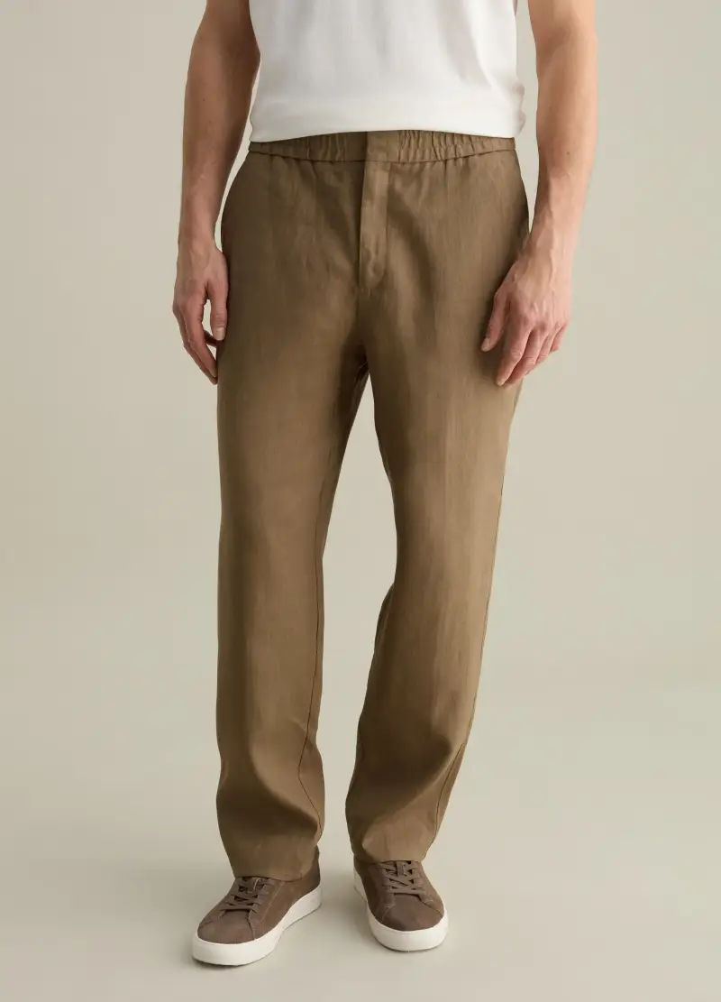 Pantaloni In Lino Contemporary, Uomo, Beige miniatura 2