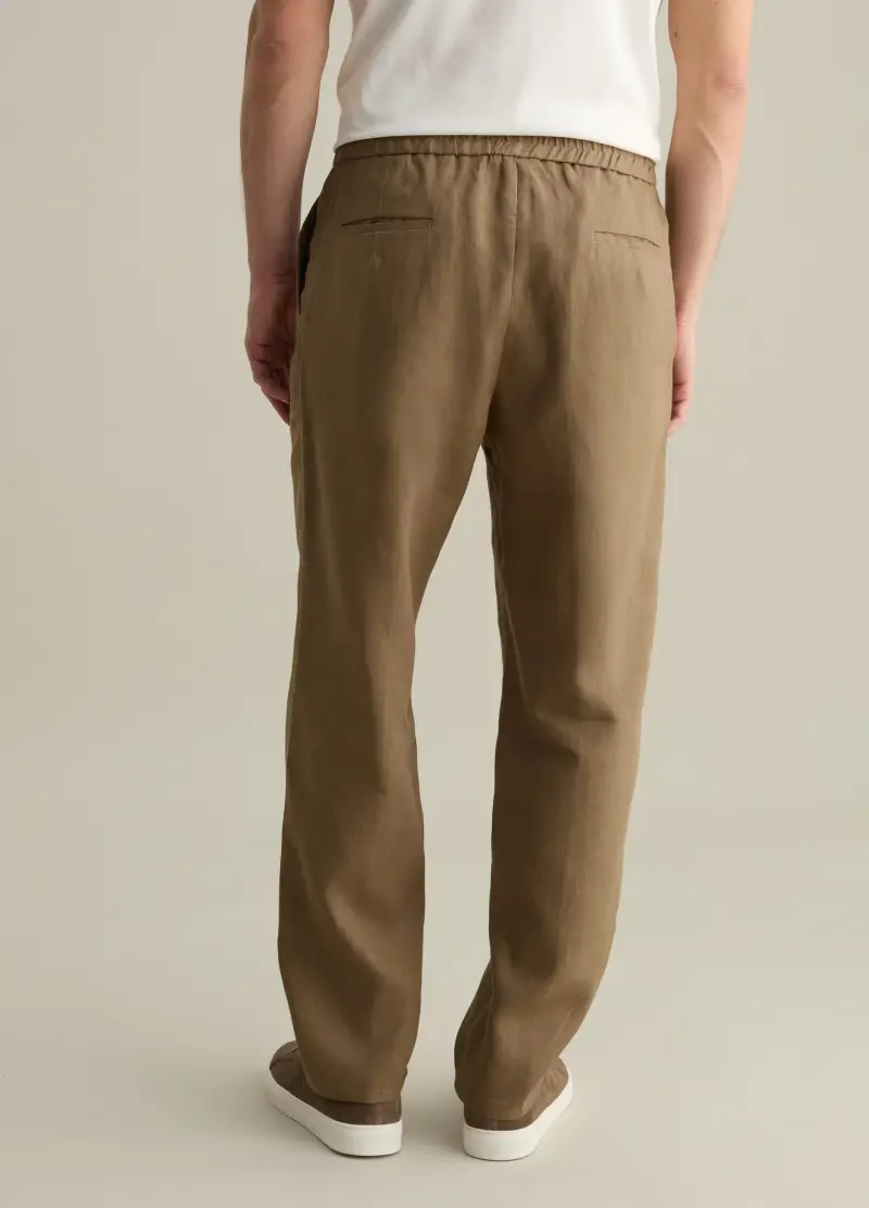 Pantaloni In Lino Contemporary, Uomo, Beige miniatura 3