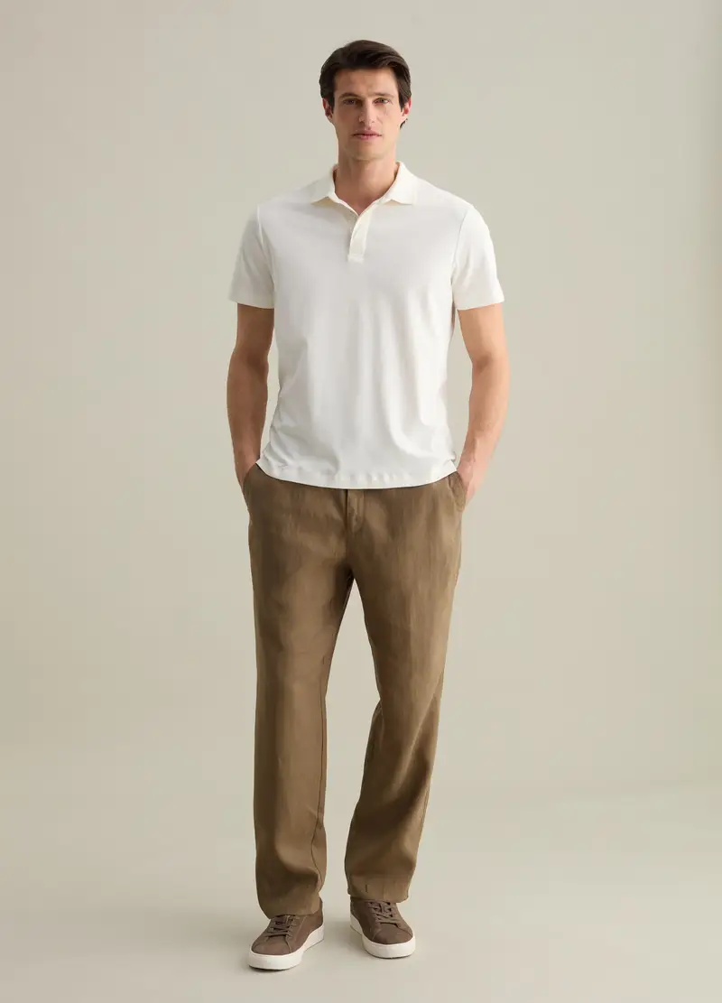 Pantaloni In Lino Contemporary, Uomo, Beige