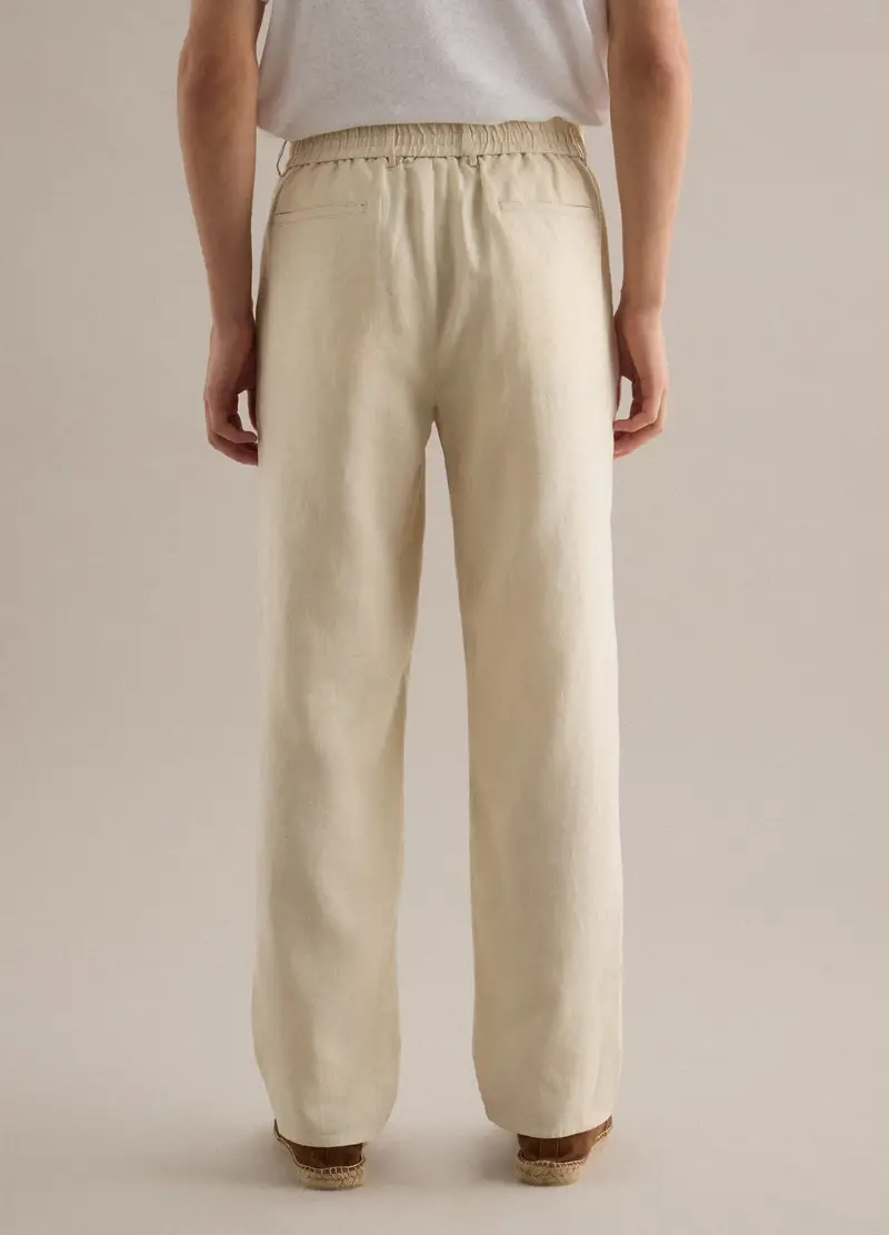 Pantaloni In Puro Lino Bianchi Regular Fit, Uomo, Bianco miniatura 3