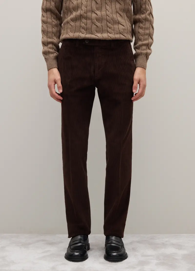 Pantaloni Marroni In Velluto A Coste Regular Fit Contemporary, Uomo, Marrone miniatura 2