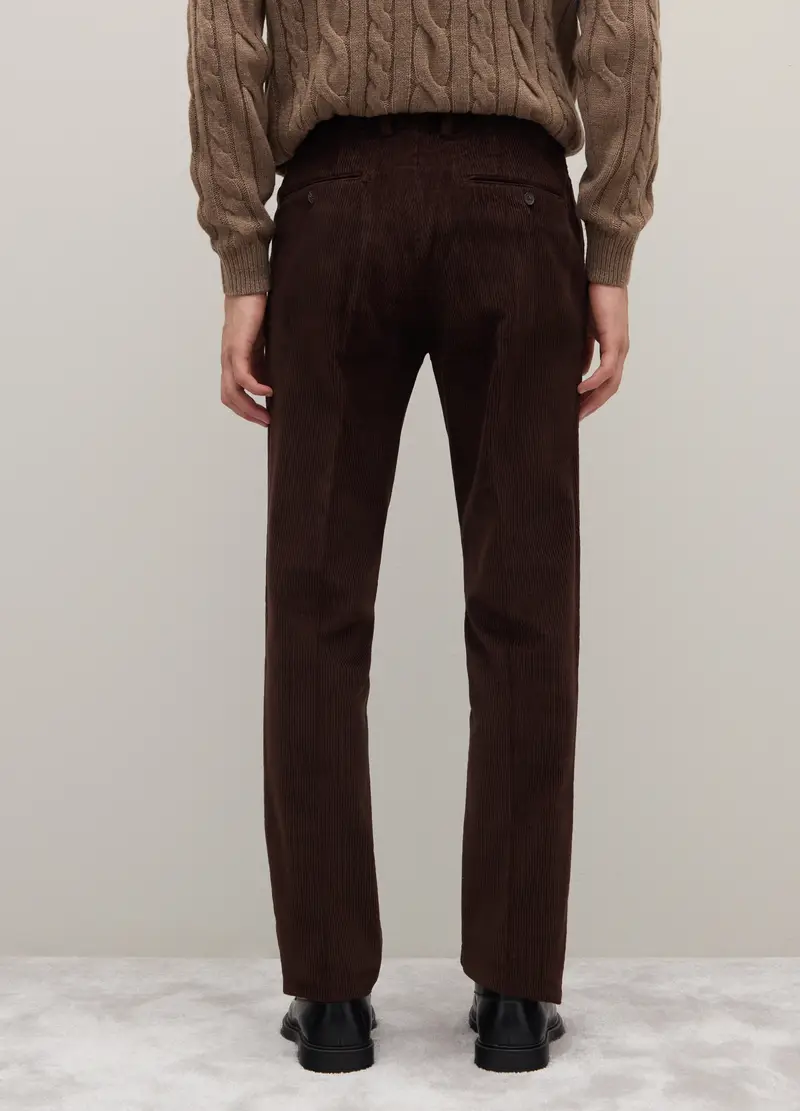 Pantaloni Marroni In Velluto A Coste Regular Fit Contemporary, Uomo, Marrone miniatura 3