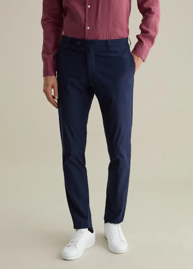 Pantaloni Slim Fit In Cotone Stretch Contemporary, Uomo, Blu miniatura 2