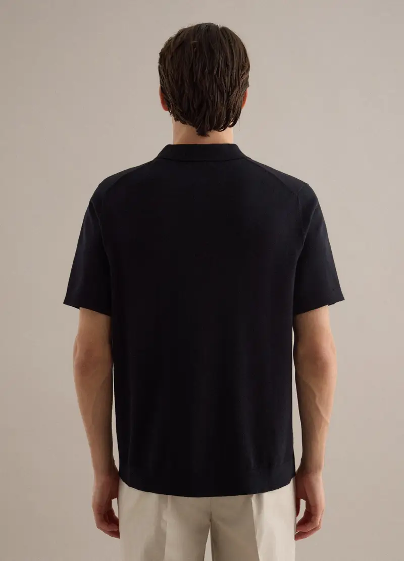 Polo A A Maniche Corte In Puro Cotone Nero Regular Fit Con Zip, Uomo, Nero miniatura 3