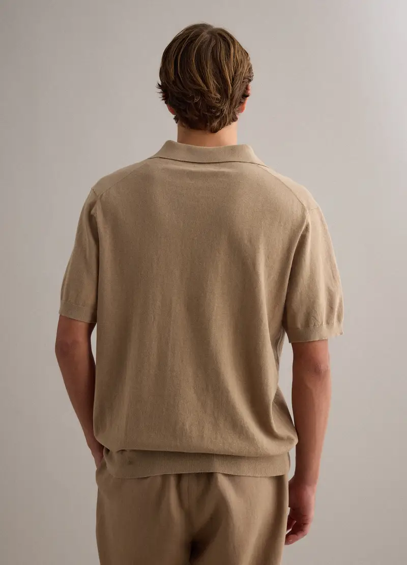 Polo Beige A Maniche Corte In Puro Cotone Regular Fit, Uomo, Beige miniatura 3